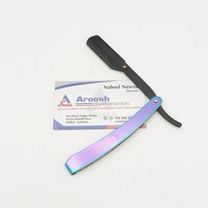 Rasoirs professionnels en acier inoxydable noir et arc-en-ciel de haute qualité Logo personnalisé Rasoir droit multi-usage pour le visage et le corps - Product Image 2