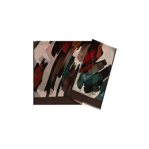 Chal Rectangular con Borlas de Poliéster con Estampado Digital Marrón - Product Image 1