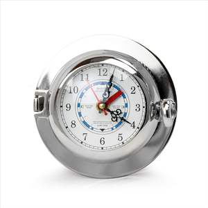 Horloge à hublot circulaire 9 "Time & Tide Aluminium Argent Nickel Poli Prédicteur Météo et Lune Vagues de marée - Product Image 5