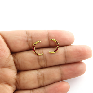 Boucles d'oreilles croissant de lune en argent sterling 925 Bijoux célestes minimalistes Grenat Goujons de pierre de naissance de janvier - Product Image 4