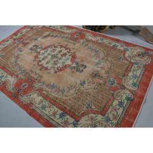 พรมวินเทจสไตล์ตุรกี ขนาด 5.6x8.7 ฟุต พรมขนสัตว์สีแดงสไตล์ตะวันตกเฉียงใต้ - Product Image 4