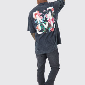 Venta al por mayor OEM hombres lavado ácido camisetas de alta calidad de talla grande Vintage peso pesado 100% algodón - Product Image 3