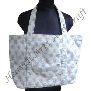 Bolso de hombro hecho a mano Bolso de mercado con estampado de bloque indio Patrón de logotipo Bolso de compras-Para regalo - Product Image 6
