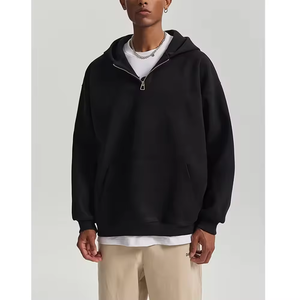 Nuevo 400 500 600gsm Heavyweight Cotton French Terry Hombres media cremallera de gran tamaño recortada cuarto con cremallera sudaderas con capucha - Product Image 1