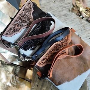 Sac à bandoulière en cuir véritable, style western bohème, imprimés animaliers et fleurs, sac pour femmes au meilleur prix - Product Image 5