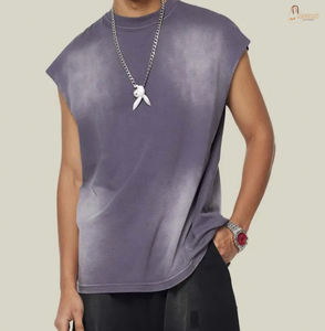 Débardeurs de sport d'été décontractés en coton tricoté sans manches, coupe ample, col rond, logo personnalisé - Product Image 2