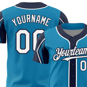 เสื้อเบสบอลสั่งทำพิเศษ สีฟ้า สีน้ำเงินเข้ม โลโก้ทีม ชุดทีม - Product Image 5