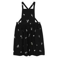Chic femmes coton lin tablier robe Style japonais croix dos tablier avec broderie florale cuisine jardin café chasuble