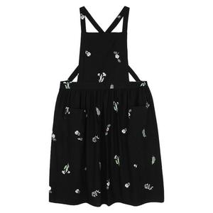 Chic femmes coton lin tablier robe Style japonais croix dos tablier avec broderie florale cuisine jardin café chasuble - Product Image 1