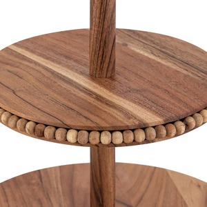 Support à gâteau en bois à deux étages avec décorations de perles, parfait pour les baby showers, les réceptions de mariage et les fêtes de fin d'année, pour servir des desserts - Product Image 4