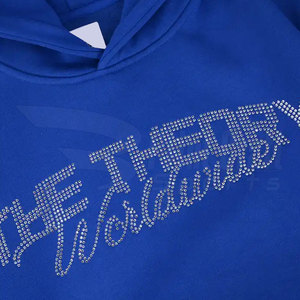 Vêtements d'hiver-Sweats à capuche en coton mélangé avec strass Vêtements personnalisés Hommes Sweats à capuche avec strass - Product Image 5