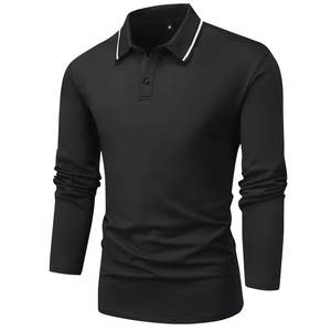 Polos informales de manga larga con cuello de solapa, tejido de punto sólido ligeramente elástico, top de ajuste regular con detalle de botones - Product Image 5