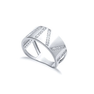 Elegante anillo de banda de piedras CZ, joyería de plata de ley 925 hecha a mano turca al por mayor para dama - Product Image 5