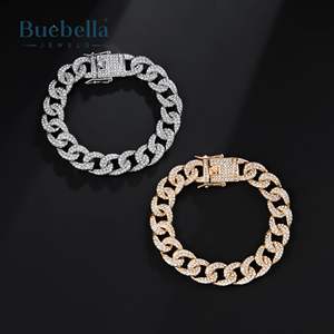12mm 925 Silver 18K White Gold Plated Iced Curb Bracelet Hip Hop Style Men's <b>Moissanite</b> <b>Jewelry</b> - Product Image 3