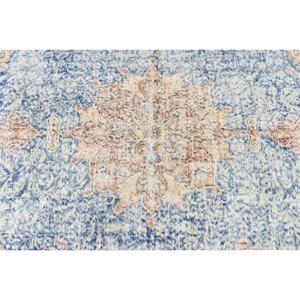 Alfombra turca Vintage de 5x8 ', lana azul y Beige, tejido plano, patrón de retazos, sala de estar alfombra para, respaldo de látex - Product Image 5