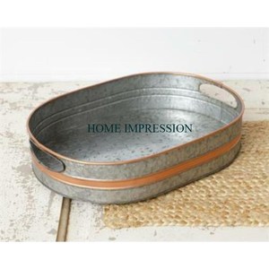 Plateau pour aliments galvanisé de différentes tailles de qualité de luxe Vaisselle en étain galvanisée de forme ronde de qualité supérieure Plateau pour serveurs d'aliments - Product Image 5