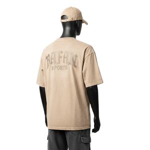 T-shirt pour homme 100% coton, lavage à l'acide, tissu en coton premium 220 GSM, toucher doux, ton sable neutre, logo par transfert thermique - Product Image 5