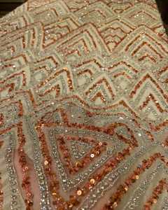 Tela bordada con piedras de lentejuelas adornadas a mano y diamantes de imitación para vestido de novia vestido de noche y alta costura - Product Image 2