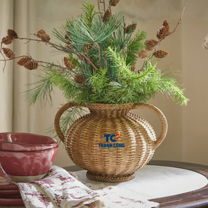 ตะกร้าหวายทำด้วยมือจากไม้ไผ่สานธรรมชาติสำหรับตกแต่งบ้านของขวัญตกแต่งไม้ไผ่แบบชนบทเป็นมิตรกับสิ่งแวดล้อม - Product Image 4