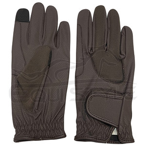 Gants d'équitation équestre en cuir marron avec poignée en nid d'abeille et écran tactile Gants de dressage de saut de cheval Fabricant d'approvisionnement en vrac - Product Image 1