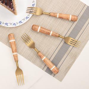 Ensemble de couverts élégants en acier inoxydable avec manche en bois design, ensemble de couverts de luxe pour salle à manger - Product Image 2