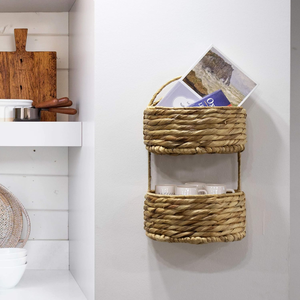 ตะกร้าแขวนผนังสำหรับตกแต่งและใช้งานได้จริงทำจากผักตบชวา-เหมาะสำหรับเก็บผลไม้ผ้าขนหนูหรือของชิ้นเล็กๆ - Product Image 6