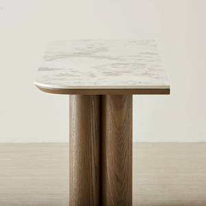 Console de meubles d'intérieur en bois de teck naturel avec dessus en marbre moderne de luxe-Saila - Product Image 6
