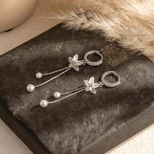 Oferta de San Valentín, Pendientes Colgantes de Plata de Ley 925 con Baño de Oro Vermeil de 18k, Diseño de Flor Bohemia, Engaste de Bisel, para Mujer, para Fiesta - Product Image 2