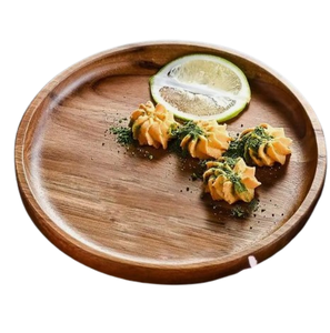 Plateau en bois d'acacia Forme arrondie Légumes Fruits & Fromage Naturel Fait à la main Plateau de service en bois de manguier pour la cuisine - Product Image 4