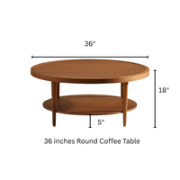 Table basse ronde avec rangement, panneau en bois moderne, design japonais à deux niveaux, meubles décoratifs pour salon