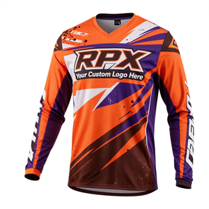 เสื้อเจอร์ซีย์มอเตอร์ครอส RPX แบบสั่งทำพิเศษ แขนยาว สำหรับผู้ชาย แห้งเร็ว สีส้มม่วง เสื้อแข่งรถ สำหรับทุกฤดูกาล - Product Image 2