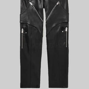 Pantalon en cuir décontracté léger de qualité supérieure pour hommes, taille mi-haute, logo personnalisé, prix de gros d'usine - Product Image 5