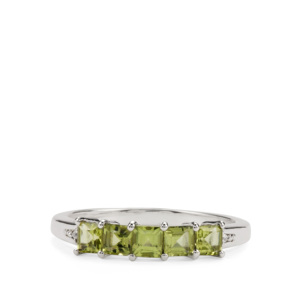 Bague géométrique pour homme en péridot 0,94 ct, zircon blanc, argent sterling plaqué rhodium - Product Image 2