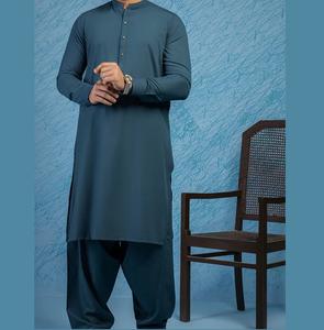 Vêtements ethniques traditionnels unis Kameez Shalwar pakistanais vêtements d'extérieur décontractés ensemble de costumes de mariage en gros respirant - Product Image 5