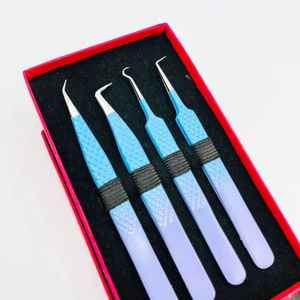 Pinces à épiler pour extensions de cils en acier inoxydable japonais, deux tons, pointes argentées, poignée diamantée, pointes lisses, longueur 10 mm - Product Image 1