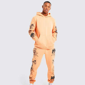 Survêtements 100% coton avec logo personnalisé, impression de haute qualité, prix de gros, vente chaude, survêtements délavés pour garçons - Product Image 1