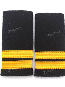 Epaulettes Gaya <span class=keywords><strong>Pilot</strong></span> Kustom Dua Garis Emas Papan Bahu Hitam Aksesori Seragam Aviator Model Slip On - Product Image 3
