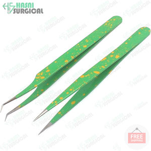 Meilleure vente de pinces à cils enduites de couleur verte et kit d'outils professionnels pour utilisateurs professionnels pour pince à épiler cosmétique - Product Image 3