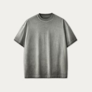 เสื้อยืดคอตตอน 100% ทรงโอเวอร์ไซส์ หนานุ่ม ซักย้อมสไตล์วินเทจ คุณภาพสูง พิมพ์โลโก้ได้ตามสั่ง สตรีทแวร์ ทรงบ็อกซี่ แห้งเร็ว - Product Image 1