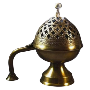 Quemador de Incienso de Latón Puro de Alta Calidad con Grabado y Acabado Pulido, Quemador de Lobán Tradicional de Latón Vintage para Decoración del Hogar - Product Image 3