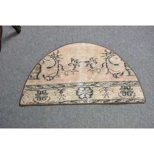 Tapis en laine turque vintage Beige et vert Patchwork Design 2.5ft X 1.5ft Rectangle Latex Back-pour chambre ou couloir - Product Image 1