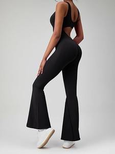 2025 entrenamiento sin costuras gimnasio mamelucos Sexy Racerback Control de barriga sujetador acolchado cómodo ajustado correr Yoga sólido - Product Image 4