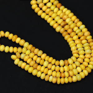 ลูกปัดโอปอลสีเหลืองมัสตาร์ดทรงรอนเดล เกรด AAA ขนาด 6-8 มม. ลูกปัดพลอยเรียบ - Product Image 5