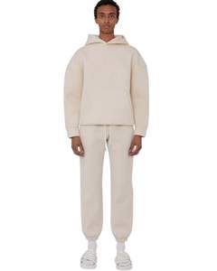 Ensemble survêtement personnalisé pour homme en molleton beige, sweat-shirt à capuche décontracté d'hiver, pantalon de survêtement, streetwear pour homme - Product Image 1
