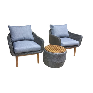 Artex Dong thap ชุดกาแฟกลางแจ้ง3ชิ้นโต๊ะกลมพร้อมชั้นไม้อะคาเซียและเก้าอี้หวายพร้อมหมอนอิง - Product Image 1