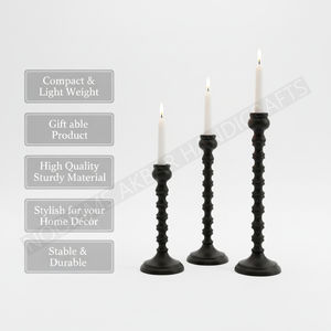 เชิงเทียนอลูมิเนียมตกแต่งบ้านและงานแต่งงานเชิงเทียนสำหรับตกแต่งบ้านโต๊ะเทียนสีดำ - Product Image 3