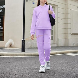 Lavender 2-Piece Girls and Boys Outfits Tie Dye Checkboard Pant Set with Long Sleeve Athletic Sweatshirts and Sweatpants - Product Image 4