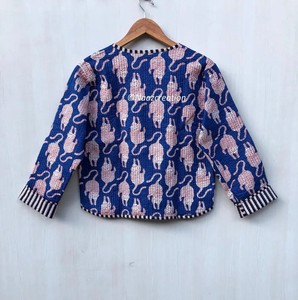 Chaqueta Kimono Acolchada Boho Hecha a Mano, Abrigo con Estampado de Bloques para Mujer, Mercado Mayorista al Mejor Precio - Product Image 6
