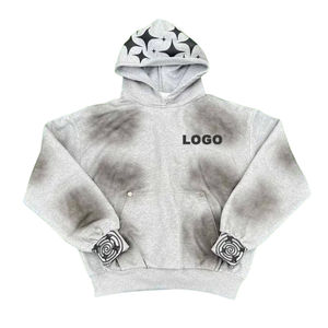 2025 Vintage de alta calidad completamente personalizado en blanco 100% algodón de gran tamaño hombres lavado ácido y Sun Fade sudaderas con capucha recortadas pesadas para hombres - Product Image 1