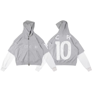 Sudaderas con capucha de dos tonos para hombre de algodón 100% de peso pesado de alta calidad con borde crudo y artesanía de empalme - Product Image 5